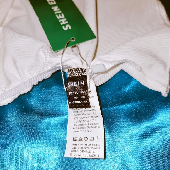 SHEIN White Tube Top Ruched Lace Cocktail - Picture 6 of 8